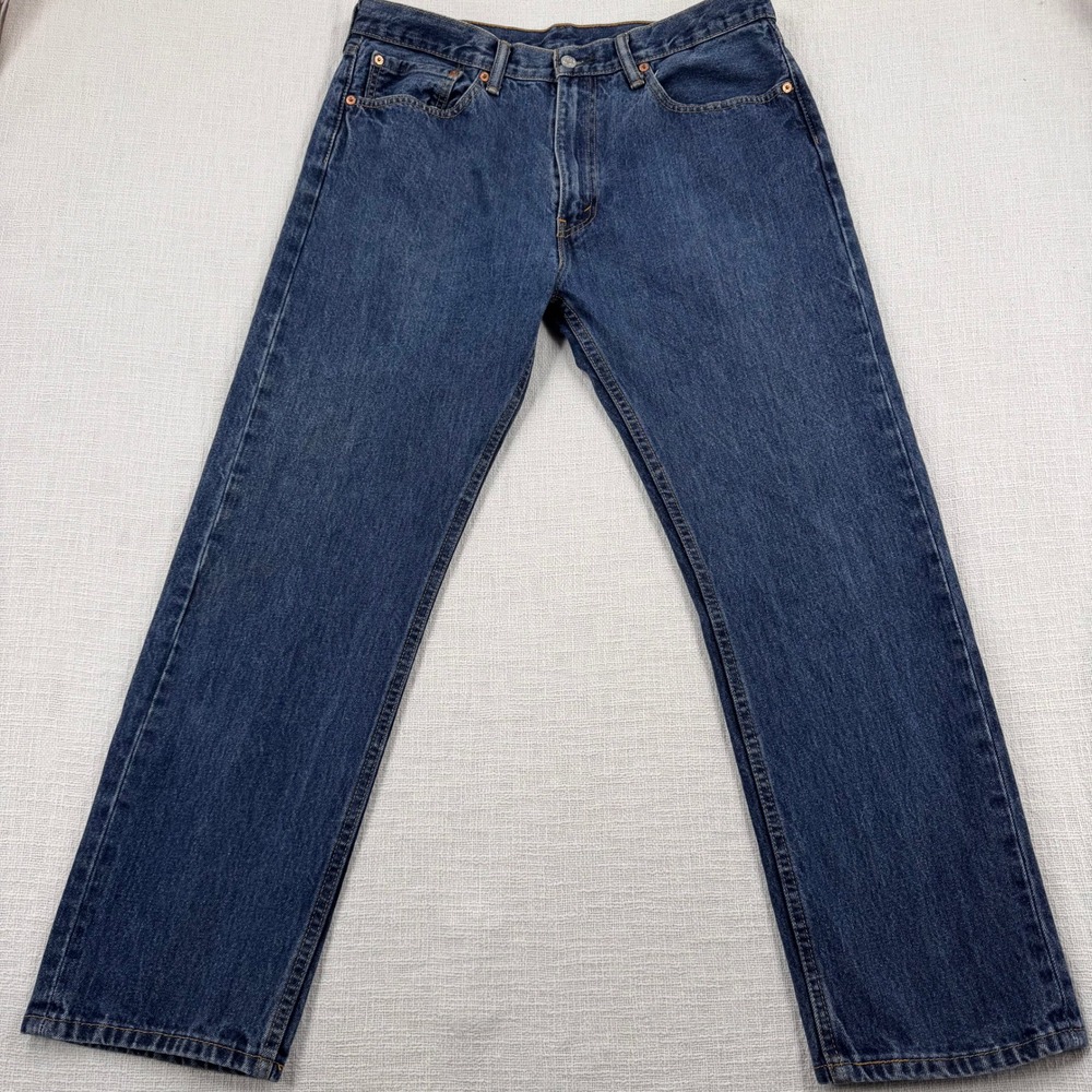 Levis 505 Regular Fit Jeans Mens 36x30 Blue Denim Straight Leg Pants Medium Wash